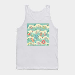 Sea turtles with pool and beach toys Tank Top